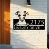 Custom Metal Whippet Dog Cute puppy Metal Address Sign House number Hanging Address Plaque Yard Sign Outdoor decor