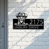 Custom Metal Puggle Dog Cute puppy Metal Address Sign House number Hanging Address Plaque Yard Sign Outdoor decor