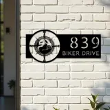 Custom Metal Motorcycle mountain compass Biker Metal Address Sign, House number, Outdoor Number Signage, Yard Sign Address Plate
