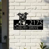 Custom Metal American Staffordshire Terrier dog Metal Address Sign House number Hanging Address Plaque Yard Sign Outdoor decor