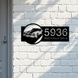 Custom Metal Sport car Metal Address Sign Custom House number Hanging Address Plaque Yard Sign Outdoor