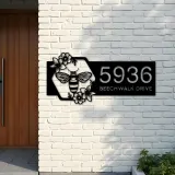 Custom Metal Bee on floral frame Metal Address Sign Custom House Number Hanging Address Plaque Yard Sign Outdoor Sign