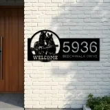 Custom Metal Horses farmhouse ranch animal welcome Metal Address Sign House Number Hanging Address Plaque Yard Sign Outdoor Sign