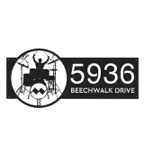 Custom Metal Drummer Drum kit music notes Metal Address Sign Custom House number Hanging Address Plaque Yard Sign Outdoor Sign