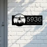 Custom Metal Airplane pilot Metal Address Sign, House number, Outdoor Number Signage, Yard Sign Address Plate