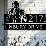 Custom Metal Boxing fighter boxer Metal Address Sign, House number, Outdoor Number Signage, Yard Sign Address Plate002