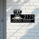 Custom Metal Boxer dog cute puppy Metal Address Sign House number Hanging Address Plaque Yard Sign Outdoor decor
