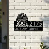 Custom Metal Bobtail dog US flag glasses Metal Address Sign House number Hanging Address Plaque Yard Sign Outdoor decor