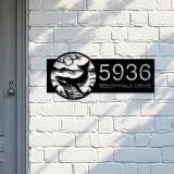 Custom Metal Blue whale Metal Address Sign Custom Hanging Address Plaque House number Yard Sign Outdoor Sign