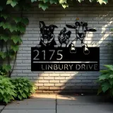 Custom Metal German shepherd chicken and goat Metal Address Sign, House number, Outdoor Number Signage, Yard Sign Address Plate