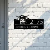 Custom Metal Peeking Cow farm animal ranch Metal Address Sign, House number, Outdoor Number Signage, Yard Sign Address Plate