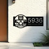 Custom Metal Cinema movie lover Metal Address Sign Custom House number Hanging Address Plaque Yard Sign Outdoor