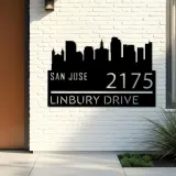 Custom Metal San Jose city skyline Metal Address Sign Hanging Address Plaque house number Yard Outdoor Sign