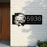 Custom Metal Dolphins sea life animals Metal Address Sign, House number, Outdoor Number Signage, Yard Sign Address Plate