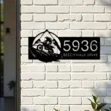 Custom Metal Dirtbike motocross biker Metal Address Sign, House number, Outdoor Number Signage, Yard Sign Address Plate
