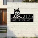 Custom Metal Siberian Husky dog Puppy Metal Address Sign House number Hanging Address Plaque Yard Sign Outdoor decor