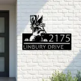 Custom Metal Peeking Rabbit bunny farmhouse Metal Address Sign House number Hanging Address Plaque Yard Sign Outdoor decor