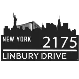 Custom Metal New York city skyline Metal Address Sign Hanging Address Plaque house number Yard Outdoor Sign