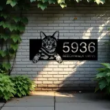 Custom Metal Bengal Cute peeking cat kitten Metal Address Sign, House number, Outdoor Number Signage, Yard Sign Address Plate