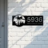 Custom Metal Airplane plane pilot Metal Address Sign, House number, Outdoor Number Signage, Yard Sign Address Plate