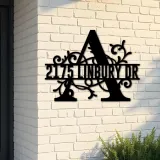 Custom Metal Floral Monogram Split Letter A Metal Address Sign House number Hanging Address Plaque Yard Sign Outdoor decor