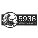 Custom Metal Halloween Cute flying witch Metal Address Sign Custom House number Hanging Address Plaque Yard Outdoor Sign