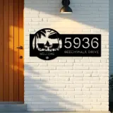 Custom Metal Palm Beach scene Metal Address Sign, House number, Outdoor Number Signage, Yard Sign Address Plate