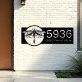 Custom Metal Dragonfly Metal Address Sign, House number, Outdoor Number Signage, Yard Sign Address Plate