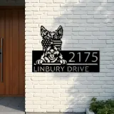 Custom Metal Scottish Terrier US flag glasses Metal Address Sign House number Hanging Address Plaque Yard Sign Outdoor decor