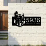 Custom Metal Bison forest wild life Metal Address Sign, House number, Outdoor Number Signage, Yard Sign Address Plate