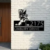 Custom Metal Peeking Rabbit bunny farmhouse Metal Address Sign House number Hanging Address Plaque Yard Sign Outdoor decor