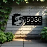 Custom Metal Bass fishing fisherman Metal Address Sign, House number, Outdoor Number Signage, Yard Sign Address Plate001