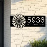 Custom Metal Sunflower Metal Address Sign, House number, Outdoor Number Signage, Yard Sign Address Plate