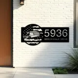 Custom Metal Collage harvester US flag Farmer Metal Address Sign Custom House number Hanging Address Plaque Yard Sign Outdoor
