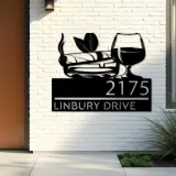 Custom Metal Gentlemen Club bar Metal Address Sign, House number, Outdoor Number Signage, Yard Sign Address Plate