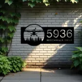 Custom Metal Airplane pilot Metal Address Sign, House number, Outdoor Number Signage, Yard Sign Address Plate