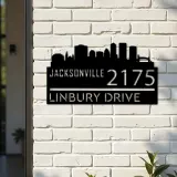 Custom Metal Jacksonville city skyline Metal Address Sign Hanging Address Plaque house number Yard Outdoor Sign