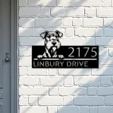 Custom Metal Airedale terrier dog Puppy Metal Address Sign House number Hanging Address Plaque Yard Sign Outdoor decor