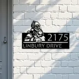 Custom Metal Santa Claus Metal Address Sign, House number, Outdoor Number Signage, Yard Sign Address Plate
