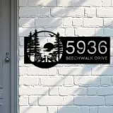 Custom Metal Sunset Scene Metal Address Sign, House number, Outdoor Number Signage, Yard Sign Address Plate