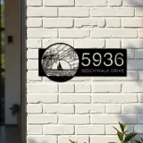 Custom Metal Island sea scene coconut tree Metal Address Sign, House number, Outdoor Number Signage, Yard Sign Address Plate