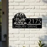 Custom Metal Shih Tzu Dog Cute puppy Metal Address Sign House number Hanging Address Plaque Yard Sign Outdoor decor