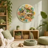 Niedliche Reptilien und Schildkröten Wanduhr für Kinderzimmer | Wüsten-Eidechsen Dekoration, Geschenkidee zum Geburtstag für kleine Jungen (34,5 cm)