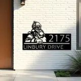 Custom Metal Santa Claus Metal Address Sign, House number, Outdoor Number Signage, Yard Sign Address Plate