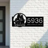Custom Metal Horses farmhouse ranch animal welcome Metal Address Sign House Number Hanging Address Plaque Yard Sign Outdoor Sign