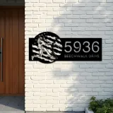 Custom Metal Baseball player distressed US flag Metal Address Sign, House number, Outdoor Number Signage, Yard Sign Address Plate