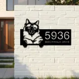Custom Metal Siamese Cute peeking cat kitten Metal Address Sign, House number, Outdoor Number Signage, Yard Sign Address Plate