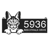 Custom Metal Savannah Cute peeking cat kitten Metal Address Sign, House number, Outdoor Number Signage, Yard Sign Address Plate