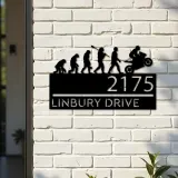 Custom Metal Motocycle evolution biker Metal Address Sign, House number, Outdoor Number Signage, Yard Sign Address Plate