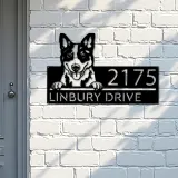 Custom Metal Blue heeler dog cute puppy Metal Address Sign House number Hanging Address Plaque Yard Sign Outdoor decor